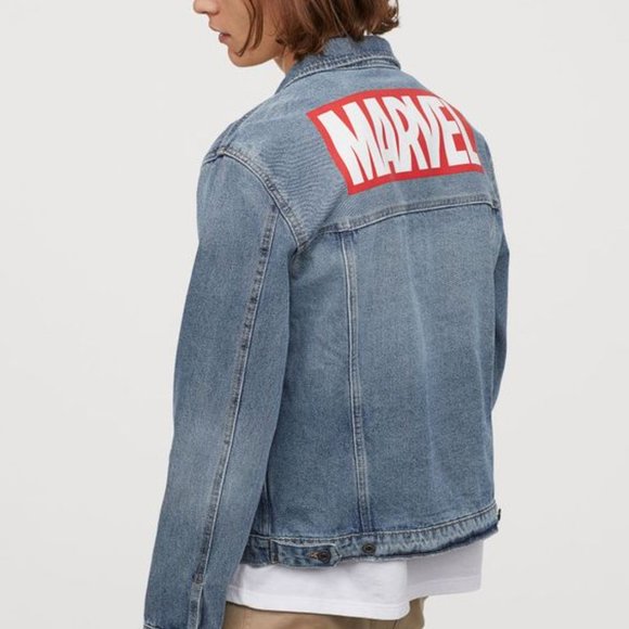 Hm Marvel Denim Light Wash Jacket Men 